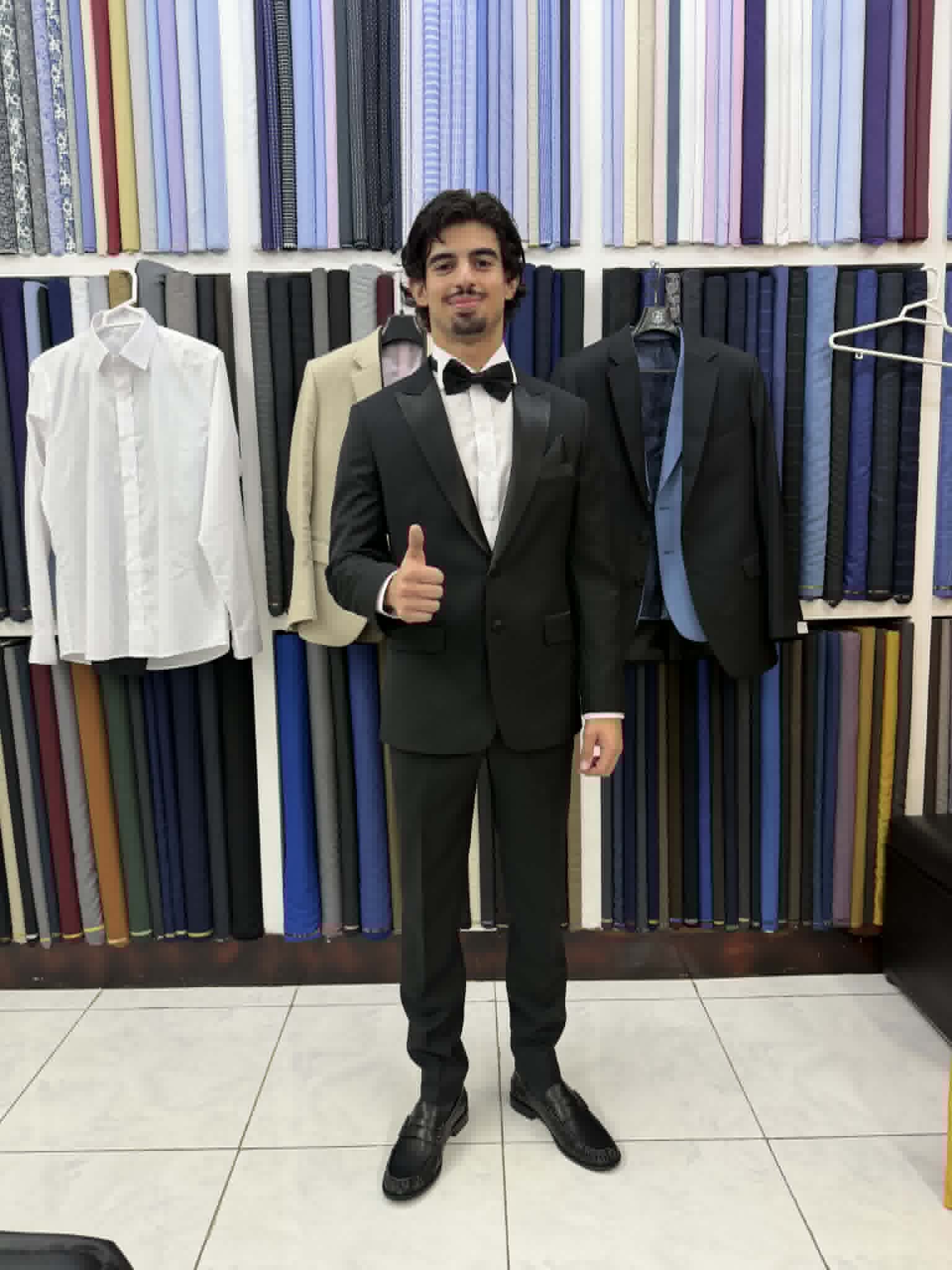 Customer in bespoke tuxedo