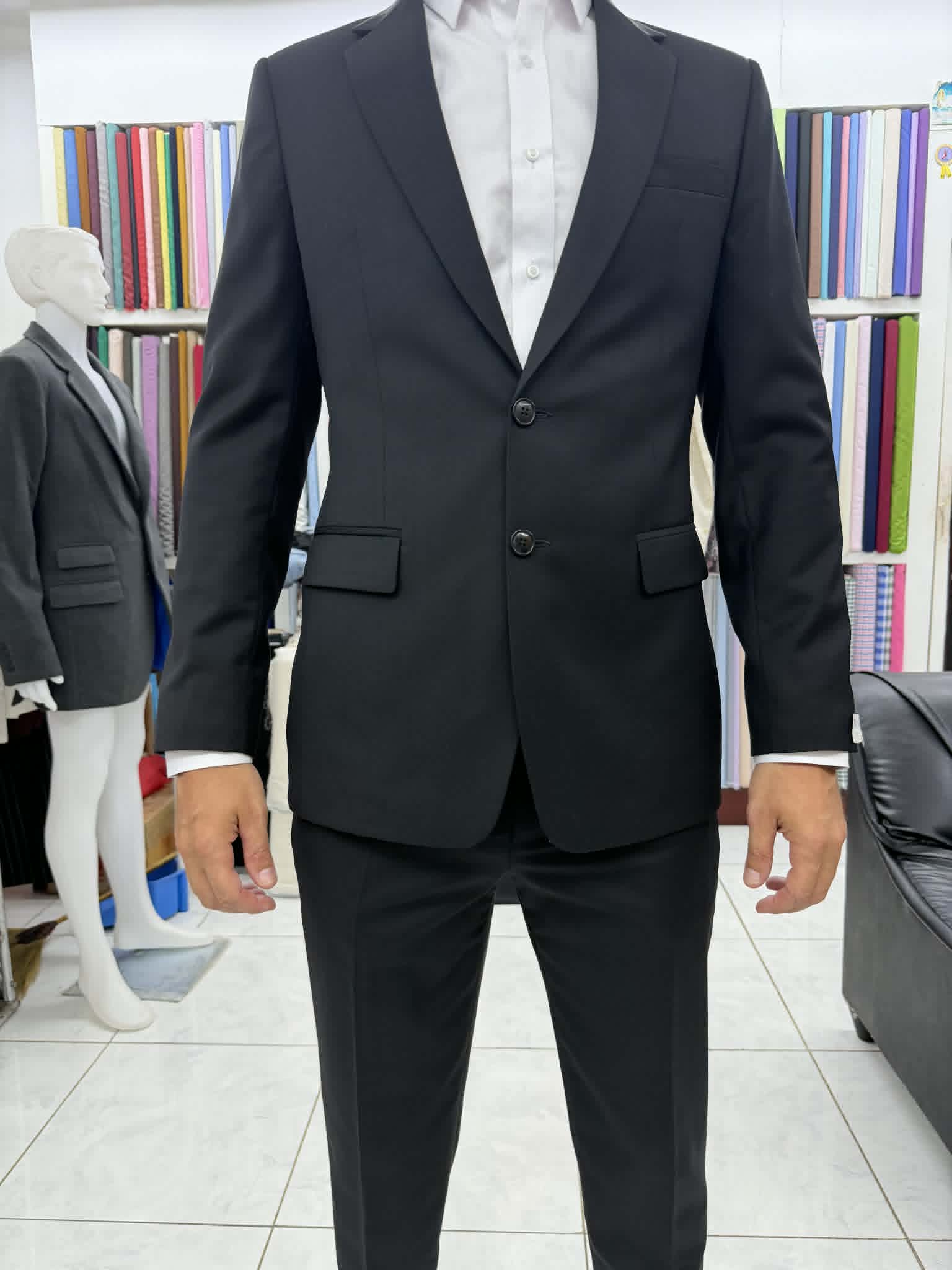 Custom black suit detail