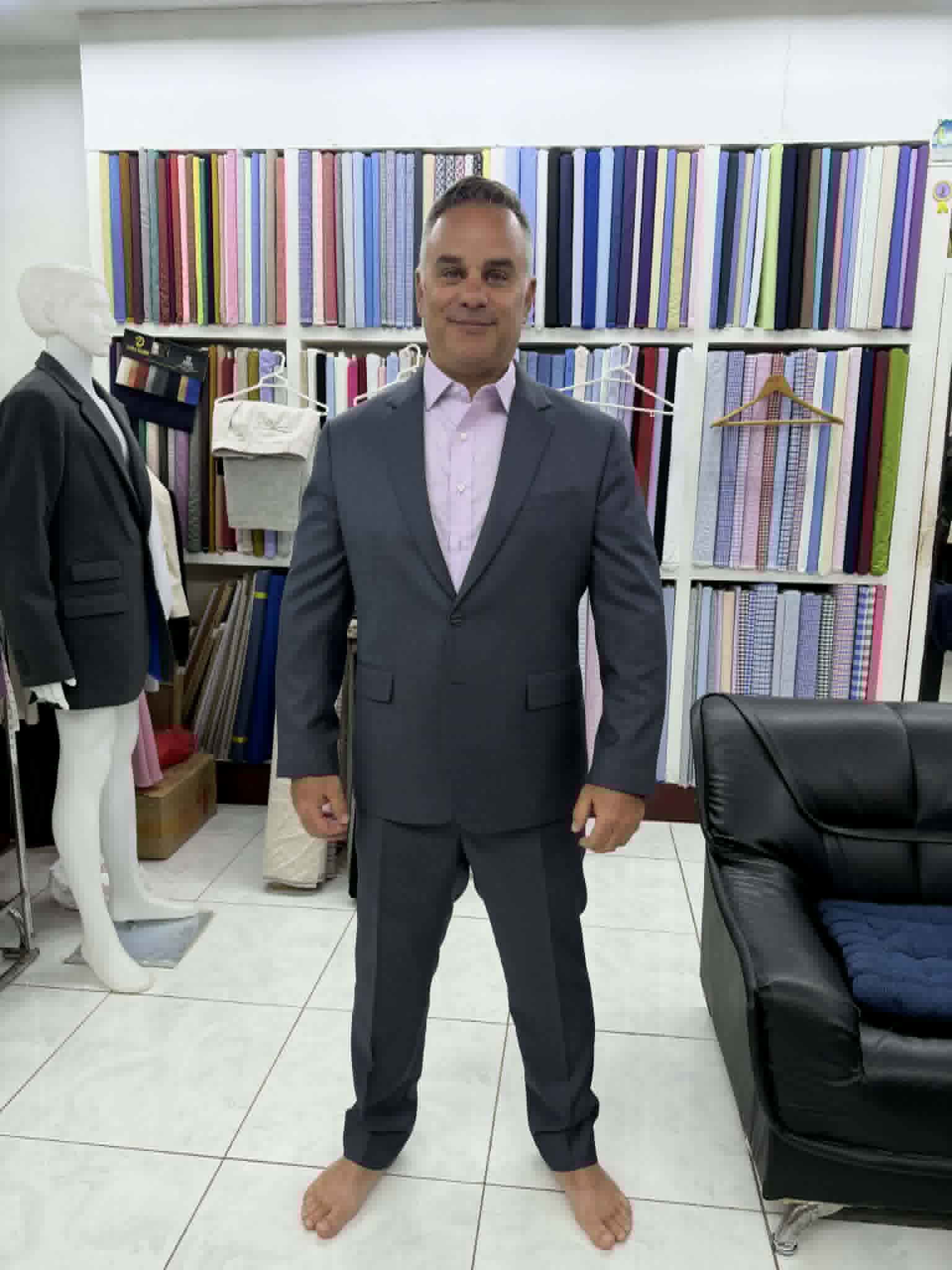 Charcoal suit fitting
